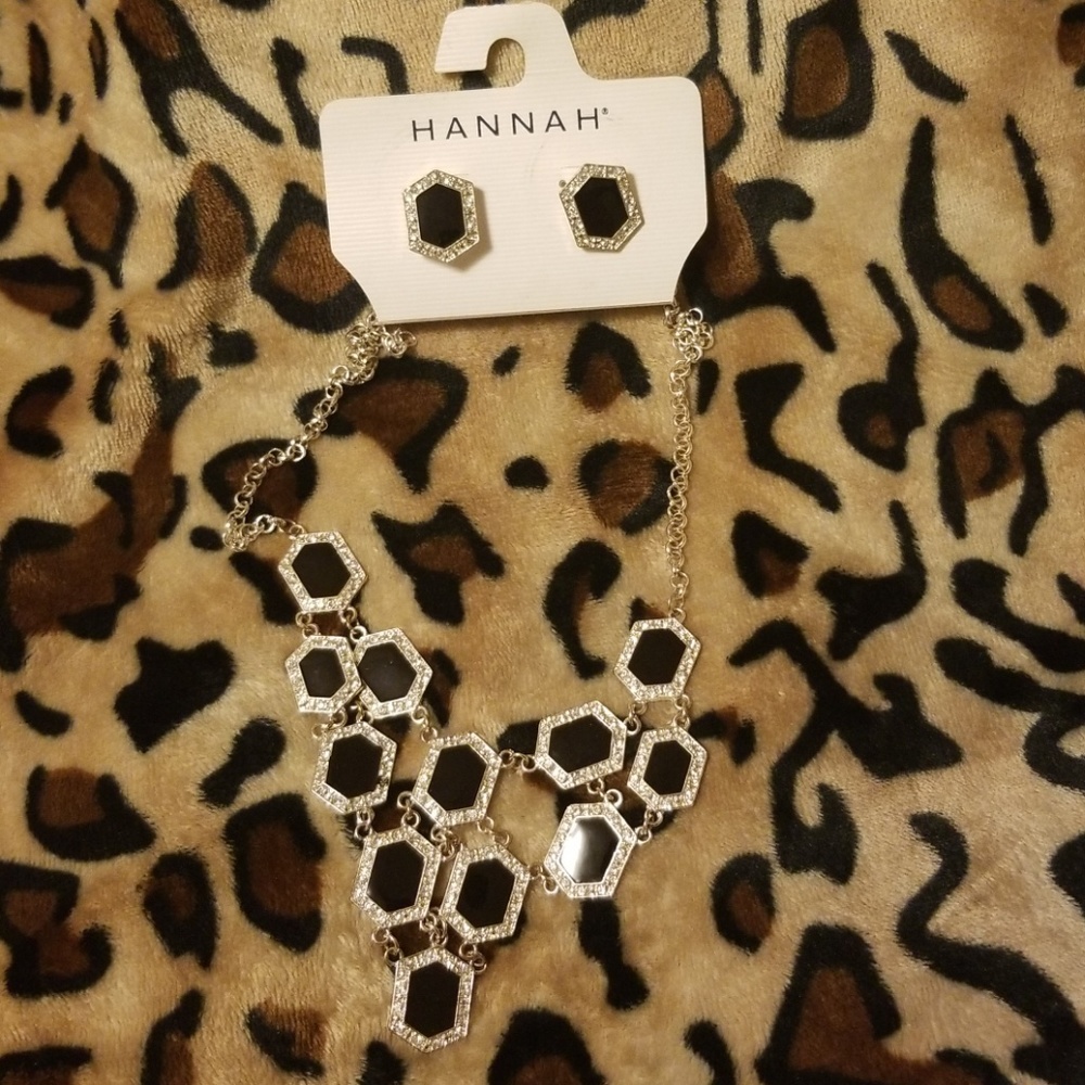 Hannah silver plate necklace  and  earrings  set